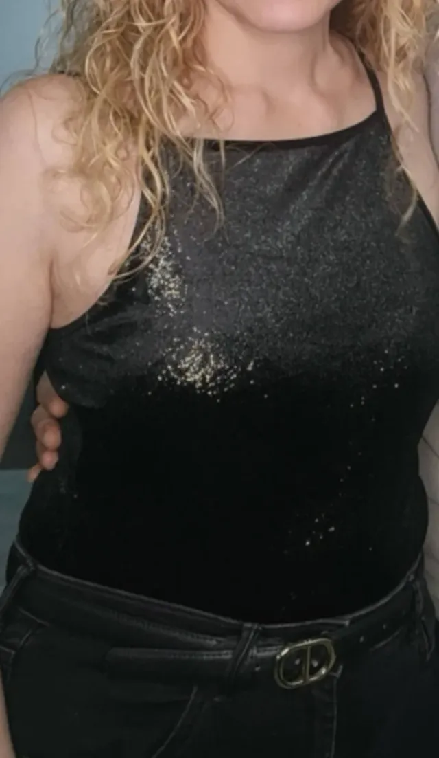 Body fiesta brillante negro plateado