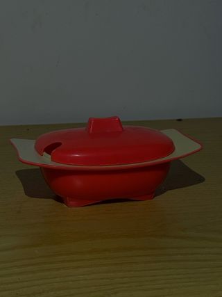 Formaggiera rosso e beige