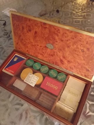 Scatola in legno per gioco carte e fiches