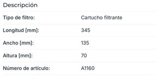 Filtro Aire varios Seat Volkswagen Audi Škoda