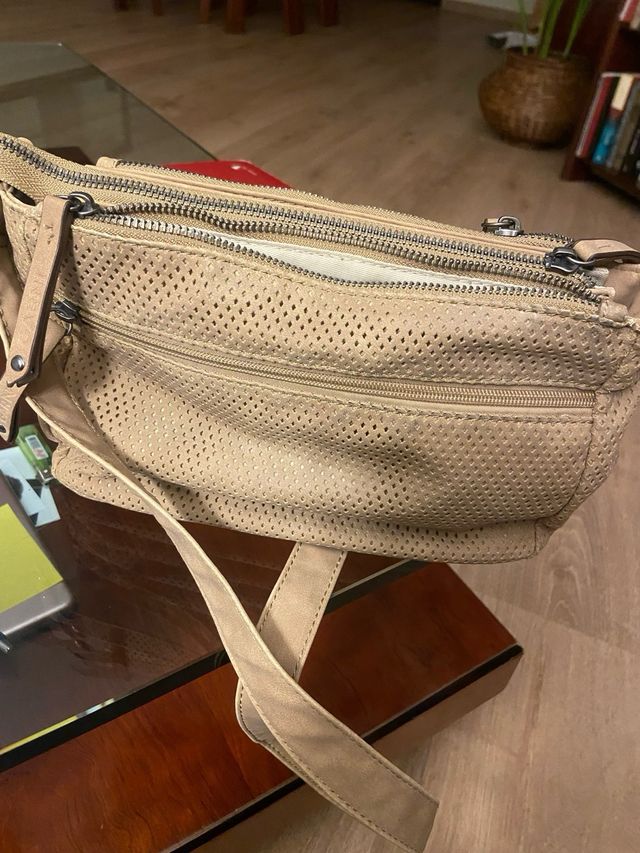 Bolso GARNI beige tela perforada