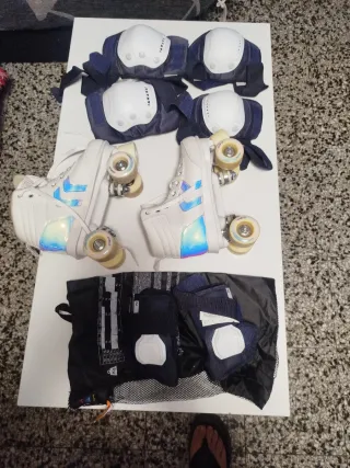 Patines blancos talla 38 con protecciones