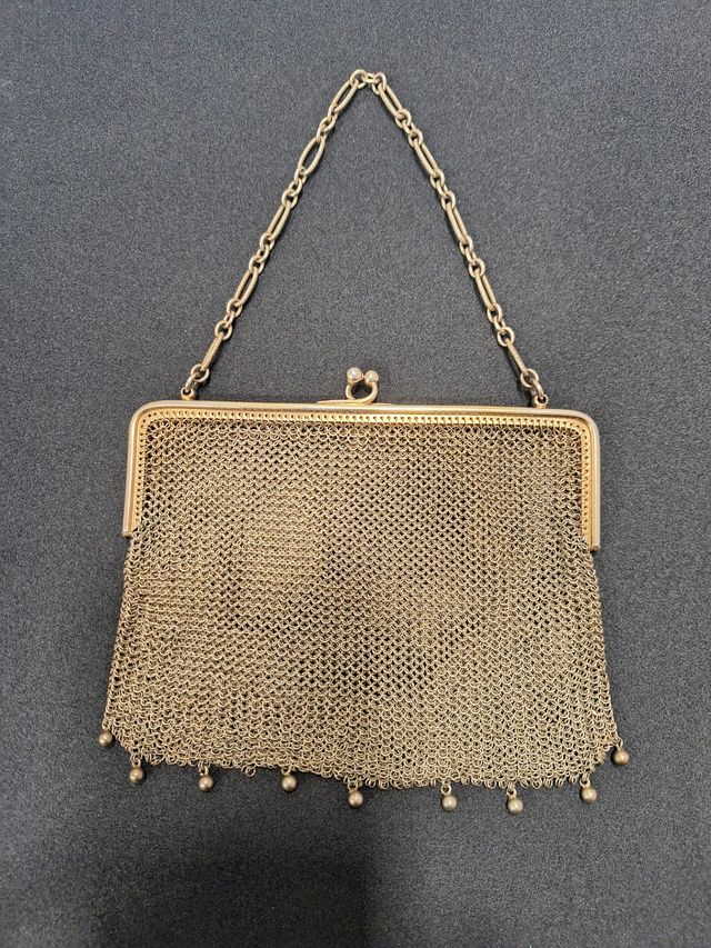 Bolso Malla Dorado Antiguo Siglo XIX