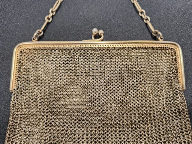 Bolso Malla Dorado Antiguo Siglo XIX