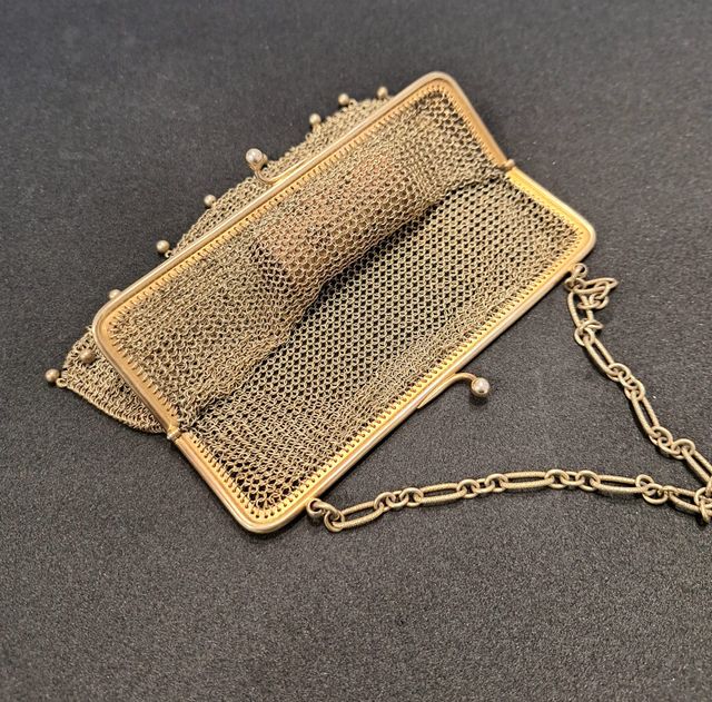 Bolso Malla Dorado Antiguo Siglo XIX