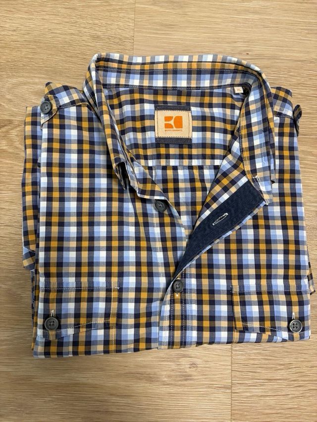 Camisa de cuadros BOSS azul y amarilla