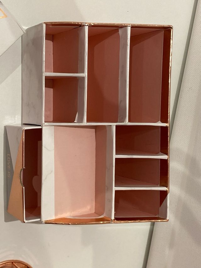 Organizador de escritorio mármol y oro rosa