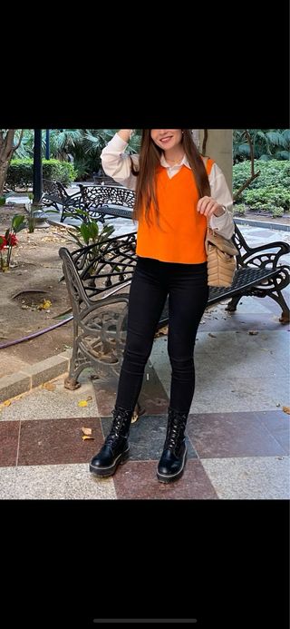 Chaleco punto Zara naranja