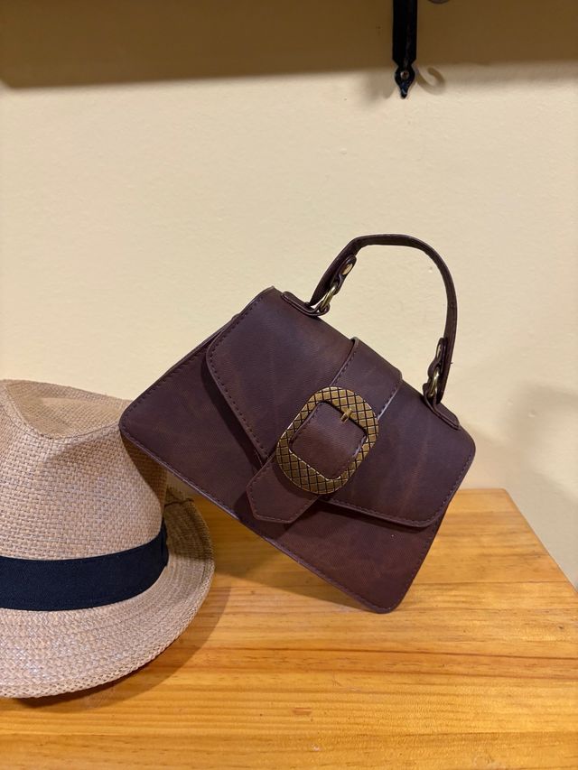 Bolso retro PU marrón