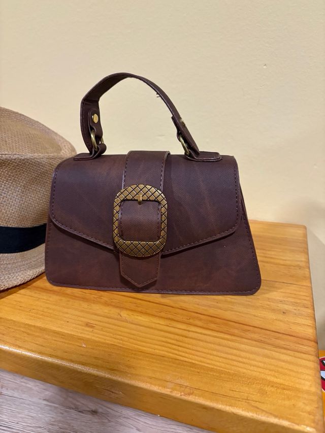 Bolso retro PU marrón
