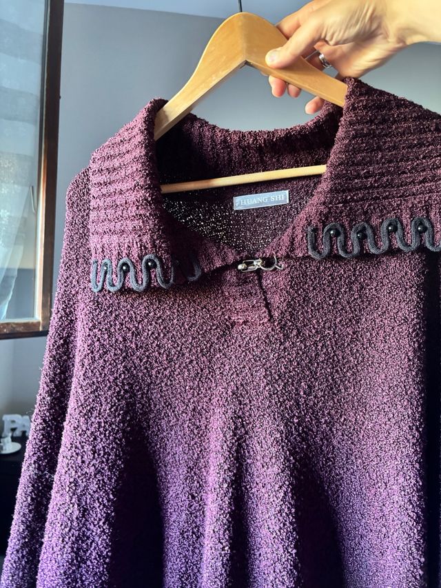 Poncho HUANG SHI taglia unica viola