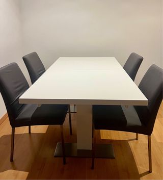 Mesa Comedor Extensible Blanca regalo 6 sillas