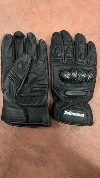 Guantes de moto Solmotion cuero negro