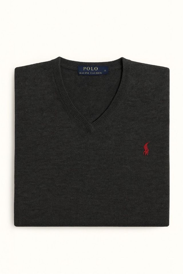 Polo Ralph Lauren Jersey Cuello Pico Gris Talla L