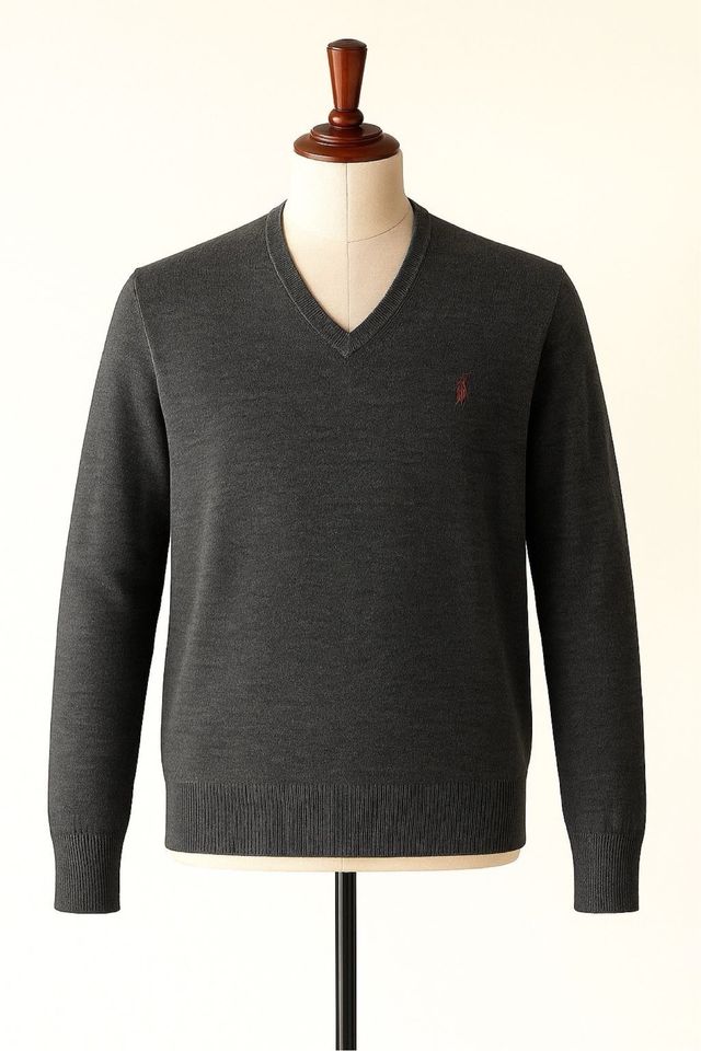 Polo Ralph Lauren Jersey Cuello Pico Gris Talla L