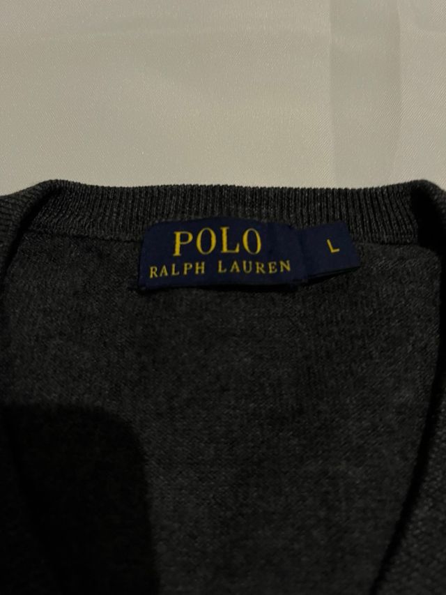 Polo Ralph Lauren Jersey Cuello Pico Gris Talla L