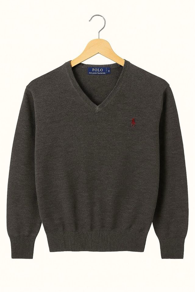 Polo Ralph Lauren Jersey Cuello Pico Gris Talla L