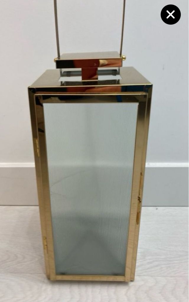 FAROL PORTAVELAS DORADO NAVIDAD