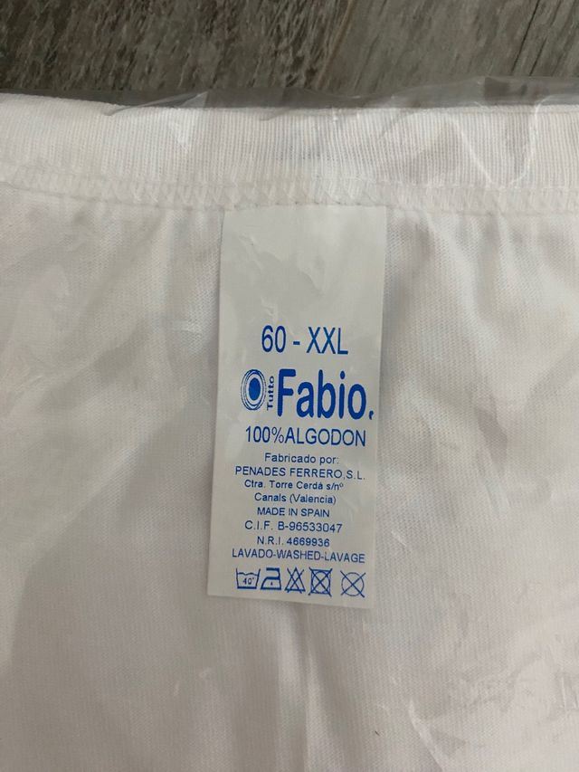 Camiseta interior hombre manga corta Fabio 60 XXL