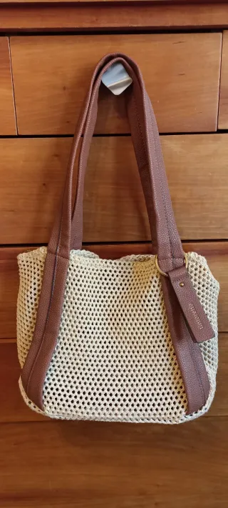 Bolso de verano red rafia beige y marrón