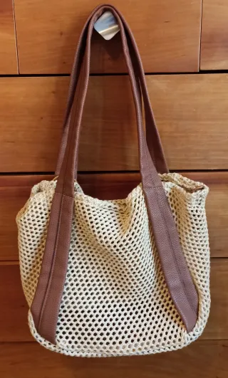 Bolso de verano red rafia beige y marrón