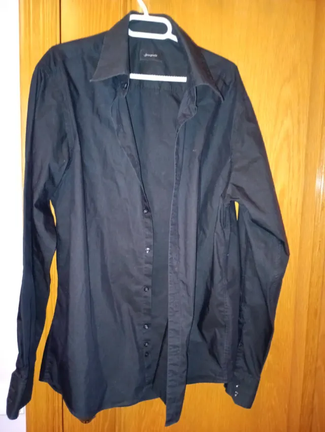 Camisa Negra Manga Larga Hombre