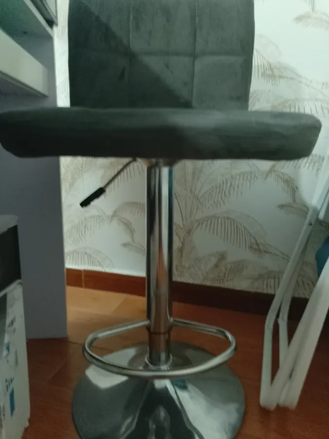 Taburete Silla Elevable Terciopelo Gris