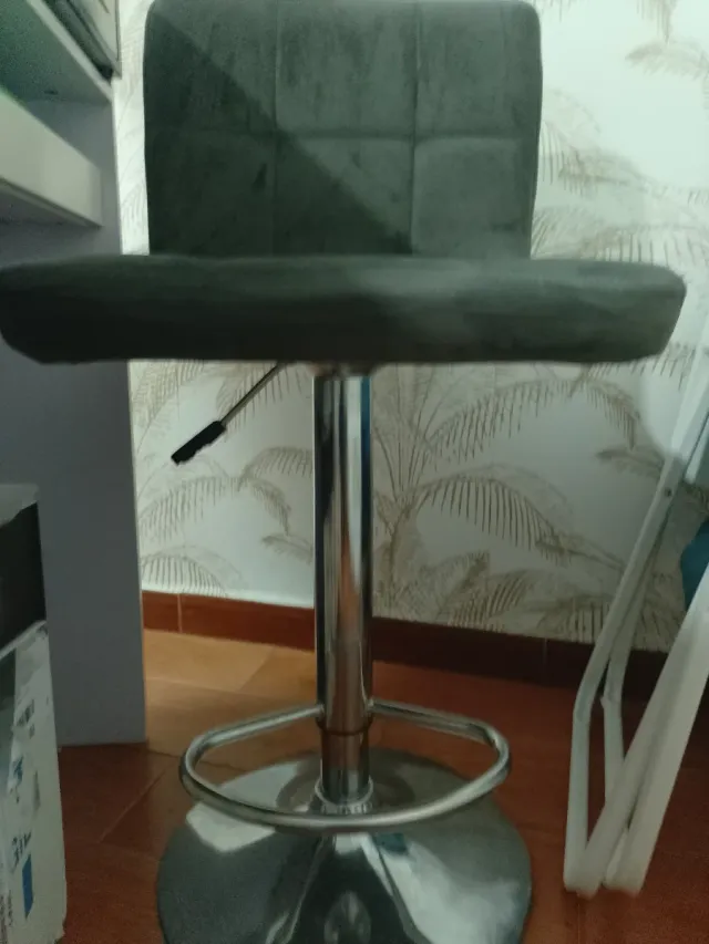 Taburete Silla Elevable Terciopelo Gris