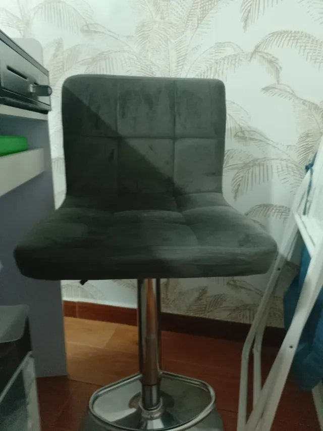 Taburete Silla Elevable Terciopelo Gris
