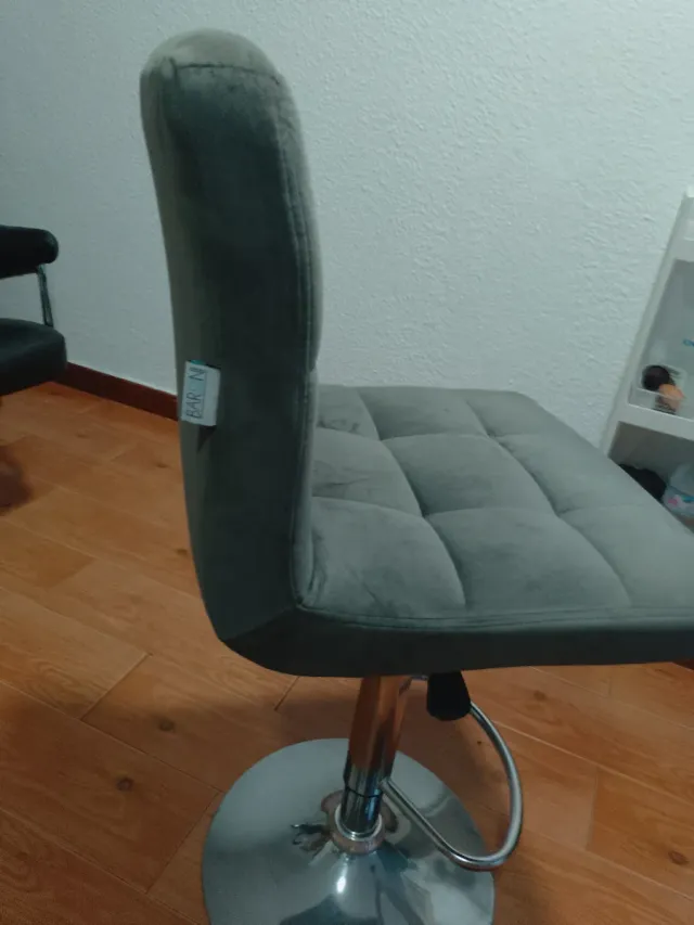 Taburete Silla Elevable Terciopelo Gris