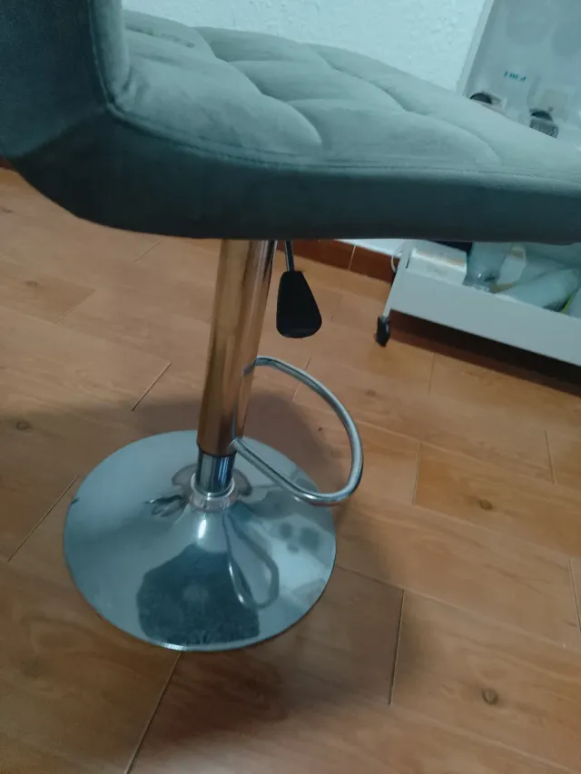 Taburete Silla Elevable Terciopelo Gris