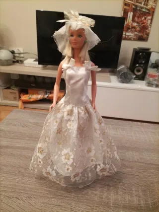 Barbie Vestido Clon Novia Encaje Flores