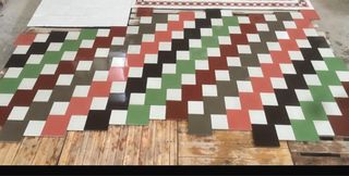 Baldosas hidráulicas combinadas 20x20 con 14x14 cm