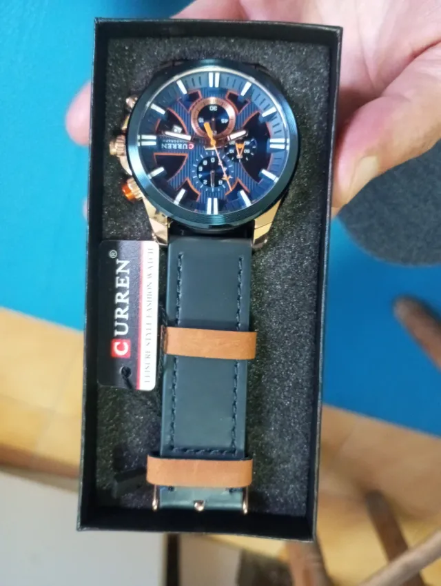 Reloj Curren Multifunción Azul y Dorado