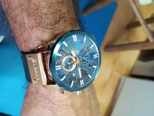 Reloj Curren Multifunción Azul y Dorado