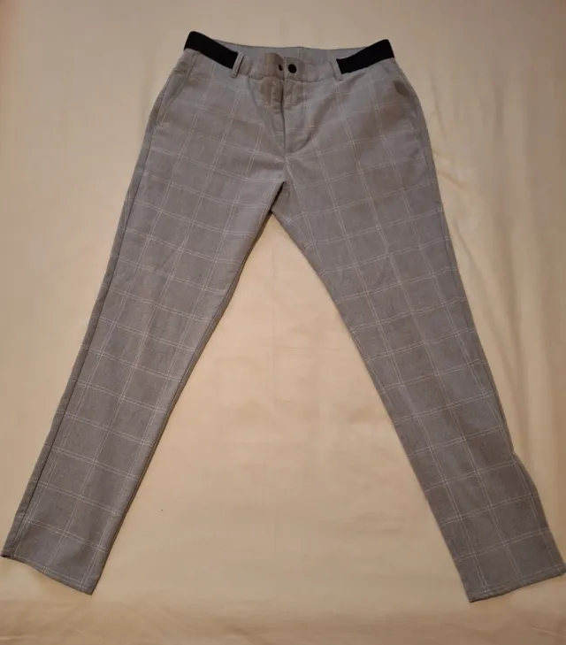 Pantalón de cuadros gris hombre