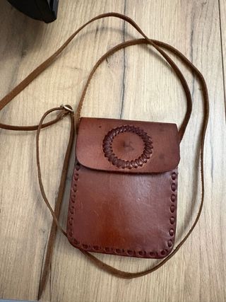 Bolso pequeño cuero artesanal boho