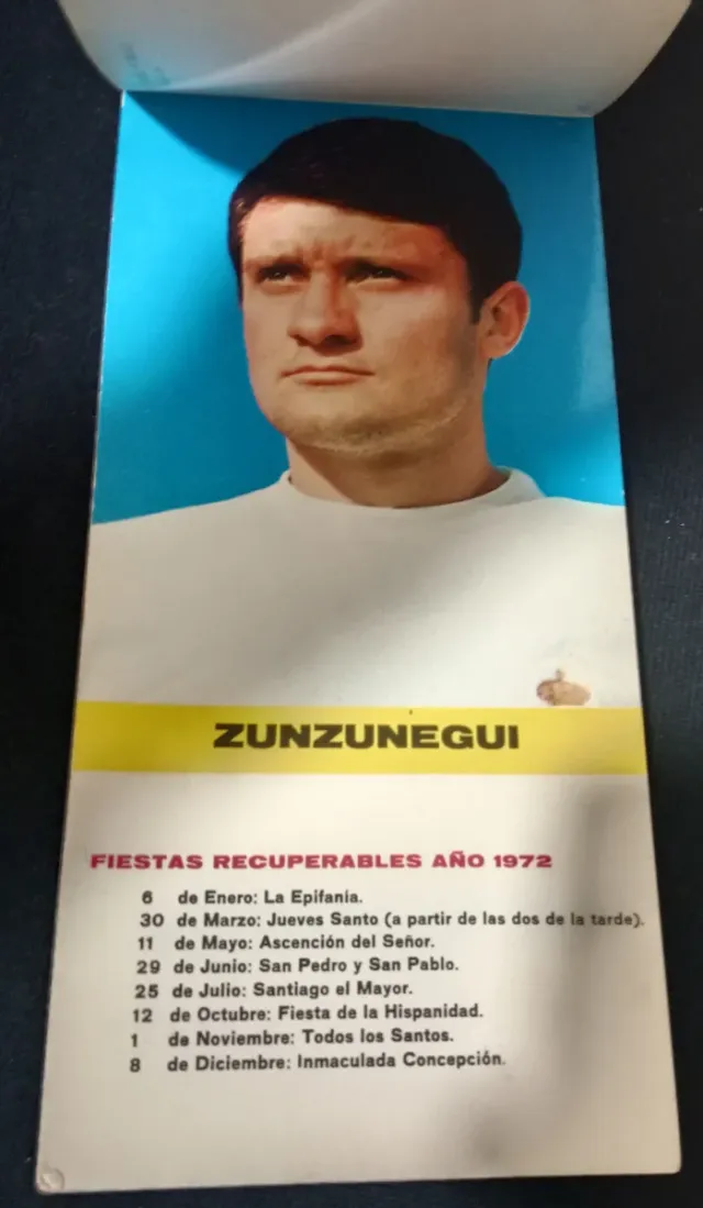 Calendario Fútbol Real Madrid C.F. 1972