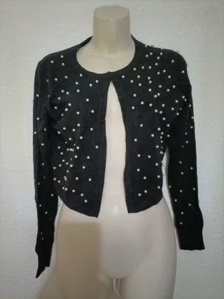 Chaqueta punto mujer perlas