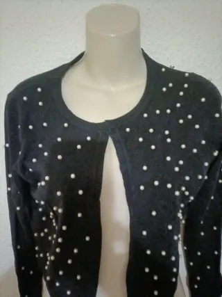 Chaqueta punto mujer perlas