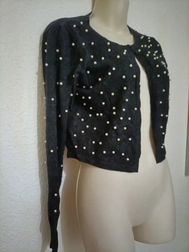 Chaqueta punto mujer perlas