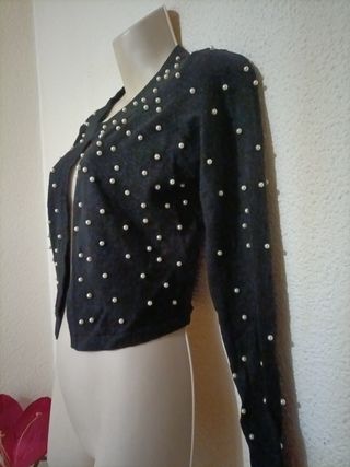 Chaqueta punto mujer perlas