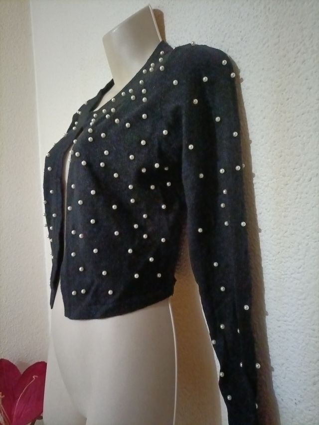 Chaqueta punto mujer perlas