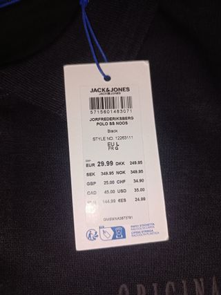 Polo Jack & Jones Hombre Talla L Algodón Negro