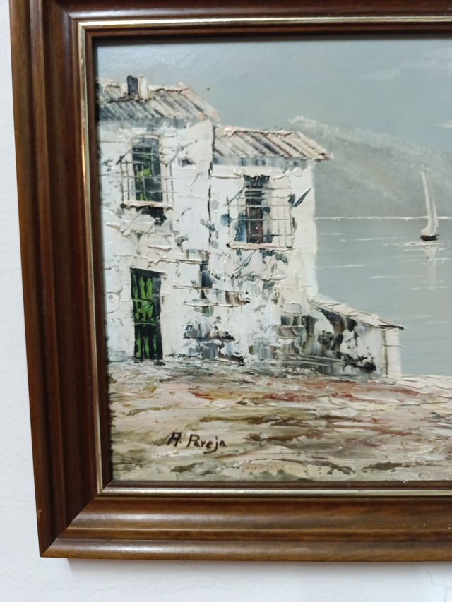 Cuadro paisaje marino con casa