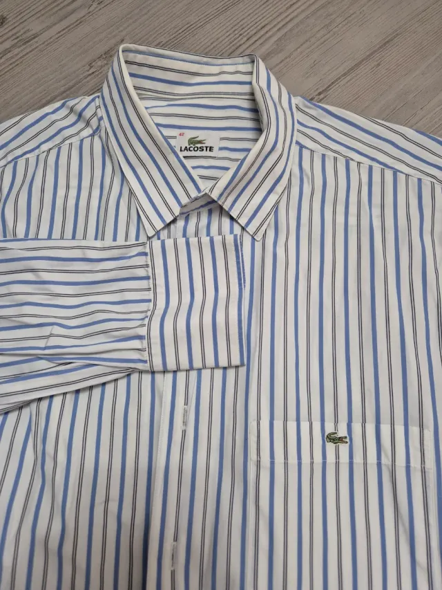 Camisa Lacoste Rayas Azul Talla L
