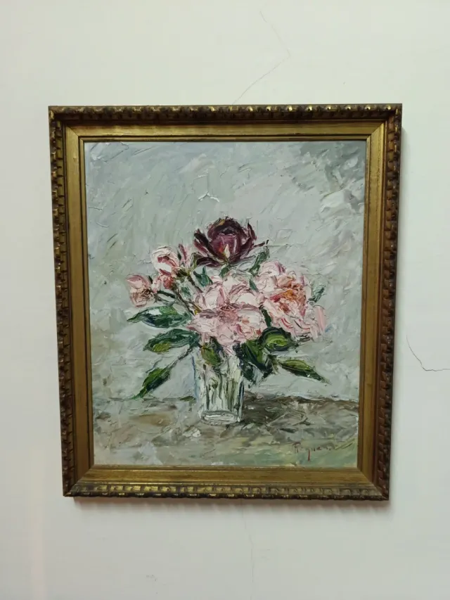 Cuadro Lienzo Flores Rosas y Borgoña