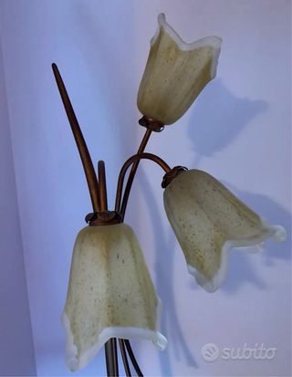 Lampada da terra con fiori in vetro di Murano