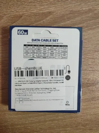 Set de cables 60W USB C, Micro USB