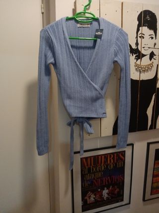 Jersey Hollister azul manga larga